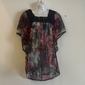 Angie sheer floral blouse / coverup